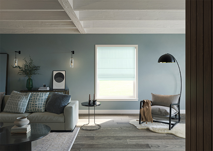 Akoya Faux Silk, Lustre Ice Blue - Roman Blind - Image 5